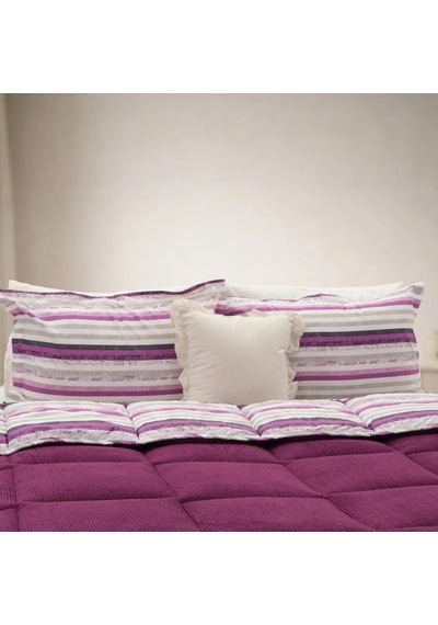 Sherpa Comforter Çift Kişilik Uyku Seti - Mürdüm