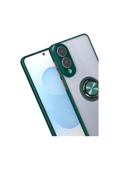 Samsung Uyumlu Galaxy S25 Uyumlu Edge Kılıf Montreal Yüzüklü Silikon Kapak - Yeşil