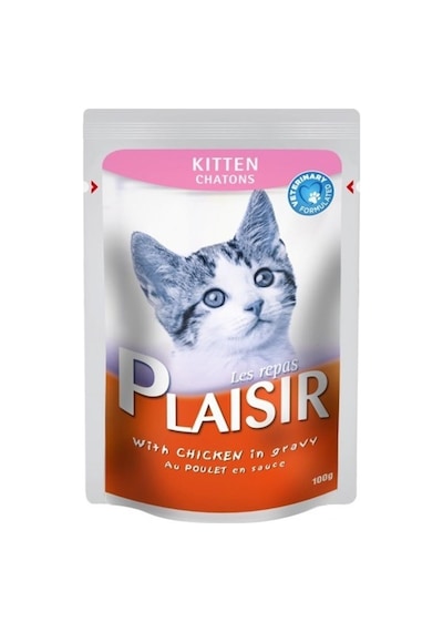Plaisir Kitten Tavuk Etli Pouch Yavru Kedi Yaş Maması 100 G