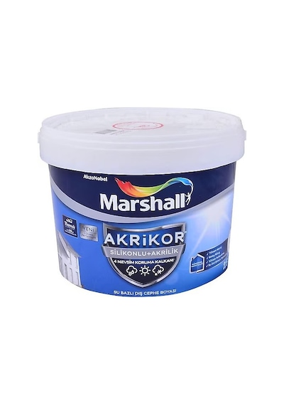 Marshall Akrikor Silikonlu + Akrilik Dış Cephe Boyası Beyaz 7.5 Lt. 7,5 LT
