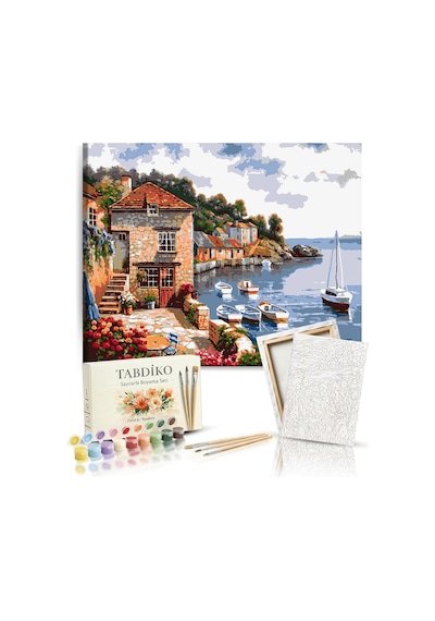 Sayılarla Boyama Seti 40 x 50 CM Tuval Şasesine Gerili Renkli Rıhtım