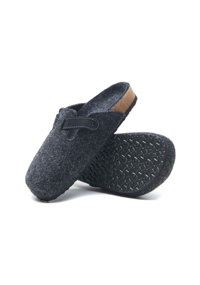 Comfortfusse Capri-w - Erkek Ortopedik Yün Keçe Sabo Ev Terliği Koyu Gri Yün