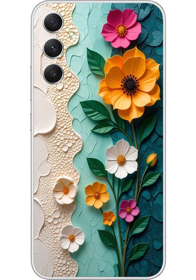 Samsung Galaxy A34 Uyumlu Güzel Modern Çiçekler Baskılı Silikon Kılıf Renkli