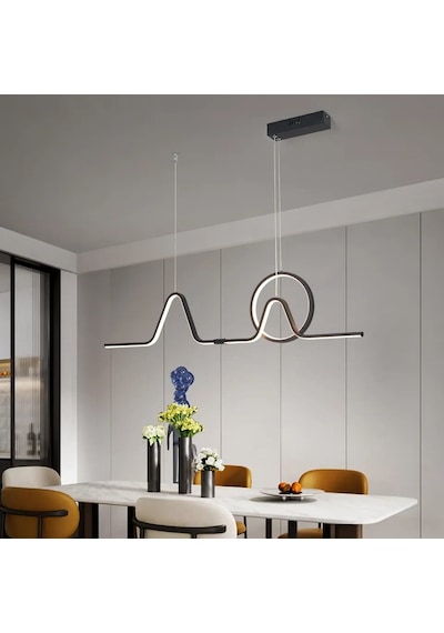 3 Renkli Ledli Modern Akıllı Sarkıt Avize / Eskiz Sarkıt / 100 Cm Antrasit