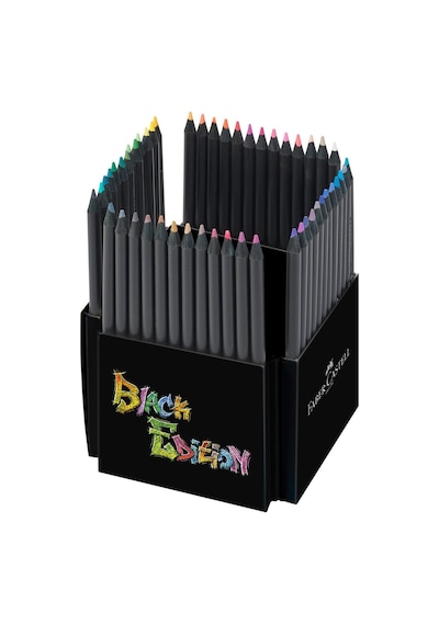 Faber-Castell Renkli kalemler Blackwood, Black Edition, 50'li kutu, parlak renkler, yumuşak çizgili, siyah ahşap