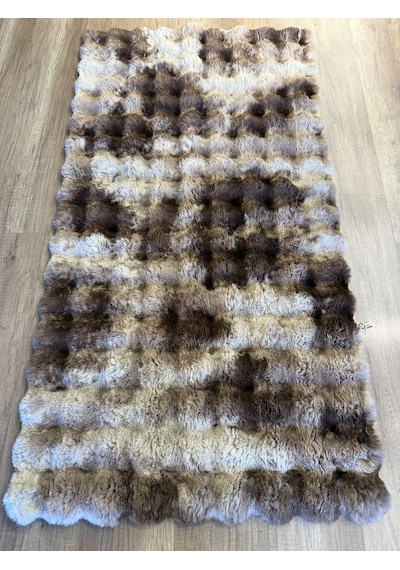 Hoom Rugs Rabbit 420 Multi Kahve Çift Renkli Peluş Halı Çok Renkli