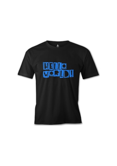 Yazı - Hello World Siyah Erkek Tshirt