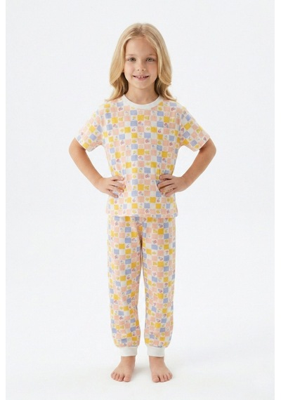 Bunny Hopp Kısa Kollu Renkli Kareli Çiçek Desenli Kız Çocuk Pijama Takımı - %100 Pamuklu Uyku Seti Çok Renkli Bunny Hopp Kısa Kollu Renkli Kareli Çiçek Desenli Kız Çocuk Pijama Takımı - %100 Pamuklu Uyku Seti Çok Renkli