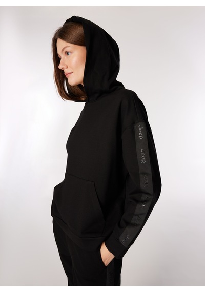 Jeep Siyah Kadın Kapüşonlu Loose Fit Sweatshirt J4wl-swt7401