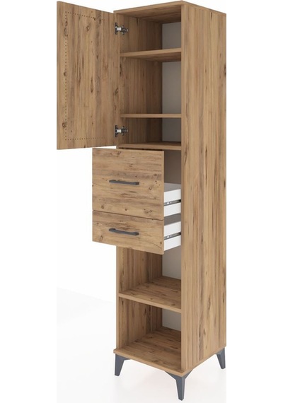 Hyperion Dolap 4 Raflı 2 Çekmeceli Tek Kapaklı 44x44x195 Çam-çam Atlas Çam