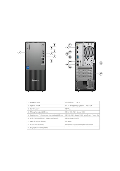 Lenovo ThinkCentre Neo 50t G5 12UD002CTRHMF78 i5-14400 64 GB 512 GB SSD W10P Masaüstü Bilgisayar