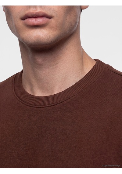 Lcwaıkıkı Classic Kahverengi Bisiklet Yaka Erkek Kalın Sweatshirt