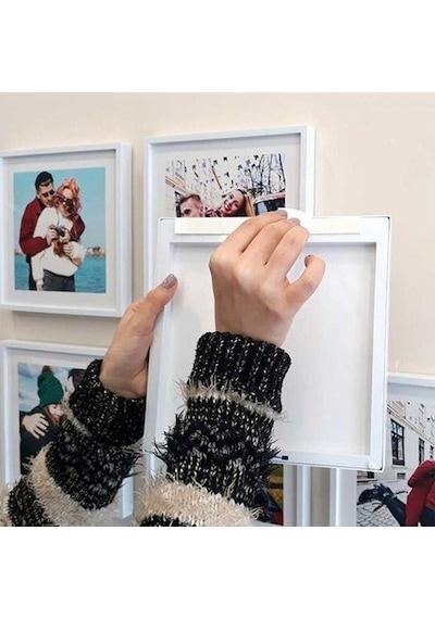 Yapışan Sök Tak Kare Çerçeve - Beyaz 3'Lü Paket