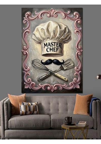 Master Chef Mutfak Kuralları Tabelası Dekoratif Kanvas - Mdf Ahşap Tablo