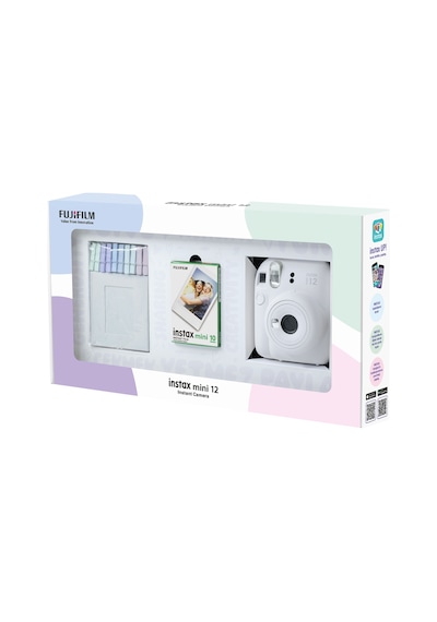 Fujifilm Instax Mini 12 Fotoğraf Makinesi + 10'lu Film + Mandal Bundle Box Beyaz