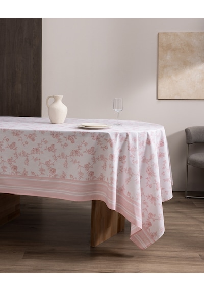 Madame Coco Aurel Pamuklu Masa Örtüsü - Pudra - 160x160 Cm 8684427228975