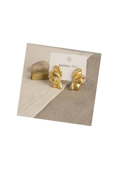 316l Çelik Gold Renk Vintage 3d Dalgalı Model Küpe Tj-bkp12038 Evimdeyokyok