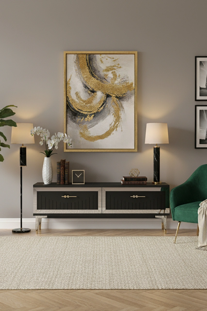 Tsa1204as - Tunatv120 Tv Stand, Tv Sehpası Antrasit-sılver 120cm Antrasit