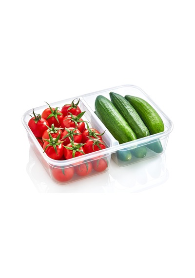Fresh Box 2 Bölmeli Saklama Kabı 2000 Ml Hava Geçirmez Sıvı Sızdırmaz Beslenme Kabı Plastik Beyaz Diğer