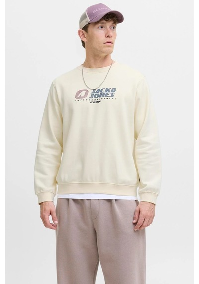 Jack & Jones Jcotier Print Erkek Sweatshirt Bej