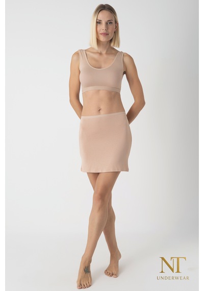 Nt Underwear Bambu Mini Etek Astarı, Mini Jupon - Doğal Kumaş, Modern Kalıp. Bej