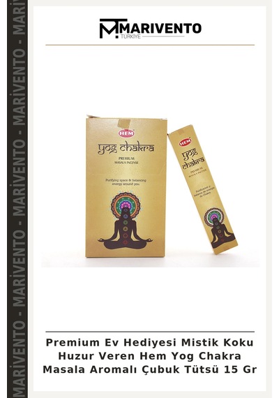 Premium Ev Hediyesi Mistik Koku Huzur Veren Hem Yog Chakra Masala Aromalı Çubuk Tütsü 15 Gr