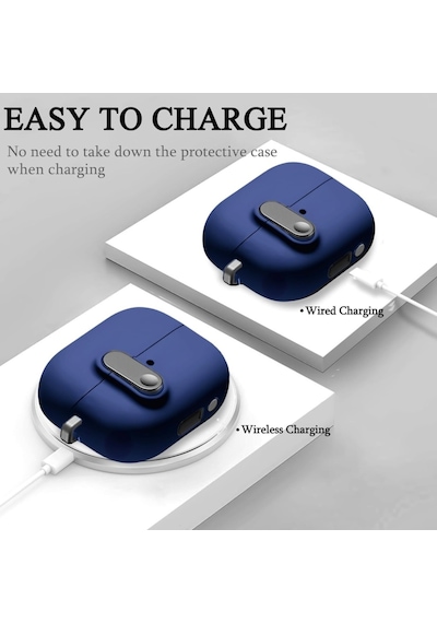 Samsung Galaxy Buds 3 Fe / Buds 3 Pro / Buds 3 İle Uyumlu Kılıf Kilitli Tpu Premium Matte Trip Case Lacivert