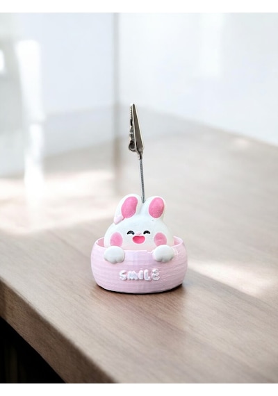 Smile Temalı Tavşan Fotoğraf Not Tutucu Ofis Masası Tutacak Hediyelik Smile Temalı