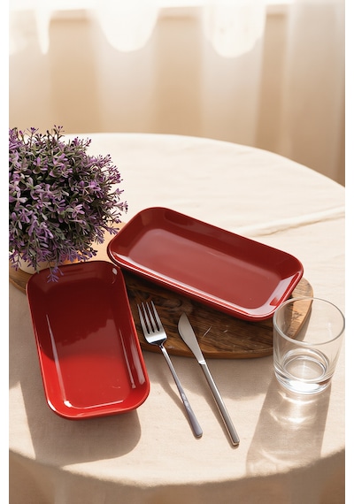 Keramika Kırmızı Pergamon Kayık Tabak 26 Cm 2 Adet 506