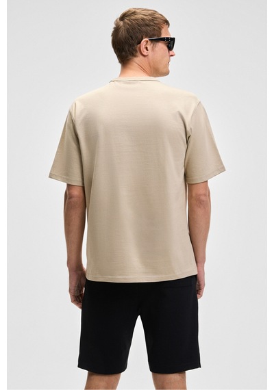 Grimelange CATWALK Erkek %100 Pamuk Regular Fit Bej T-Shirt