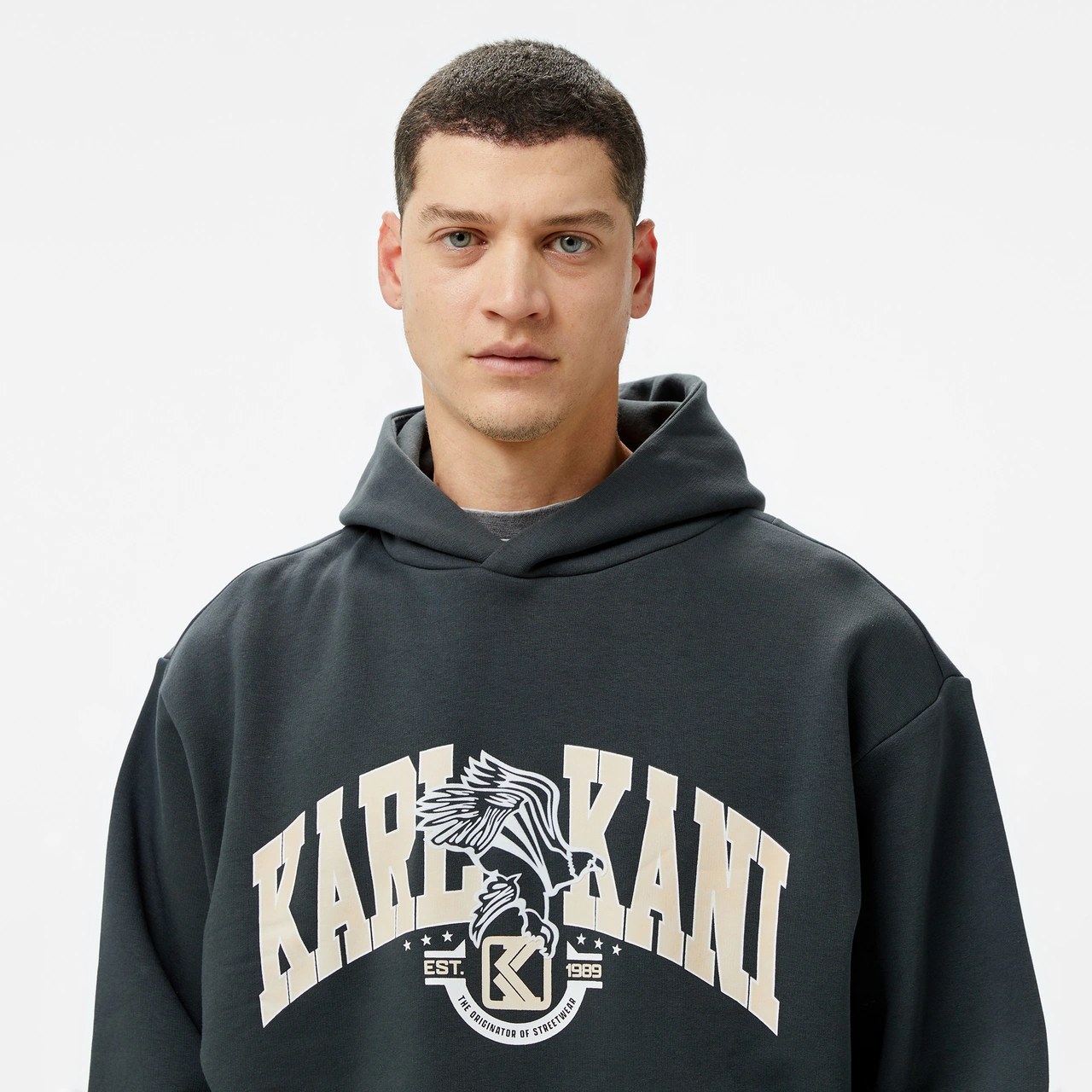 Karl Kani Serif Burnout Erkek Krem T-shirt Düz Km243-017 Krem