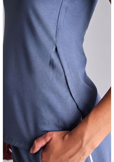 Defacto Yan Yırtmaçlı Long Fit Bisiklet Yaka Kısa Kollu Sporcu Tişört G0779ax26aube364 Mavi-be364