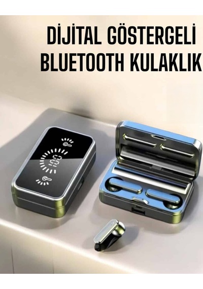 Aynalı Bluetooth Kulaklık Telefon Standlı Dijital Göstergeli - Diğer