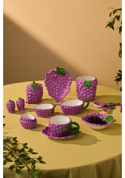Karaca Grape Üzüm Desenli Kulplu Kase 17 Cm Mor
