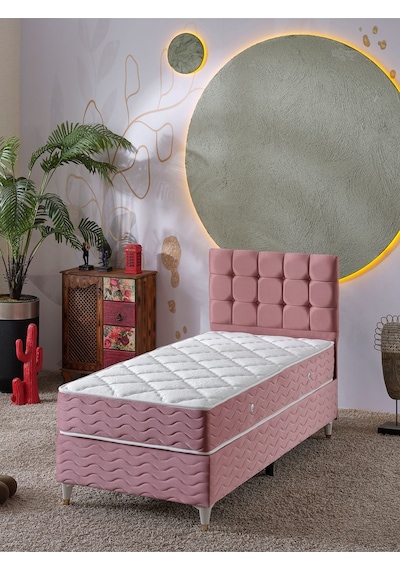 Beehanem Bengü 90x190 Tek Kişilik Baza Başlik Yatak 3 Lü Set Babyface Pembe Pembe 90 X 190