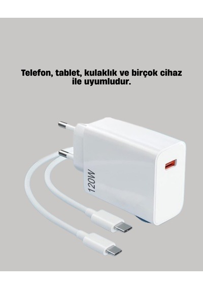 120w Güçlü Hızlı Şarj Adaptörü Ve Type-c Kablo Seti Güvenli Şarj Teknolojisi 1