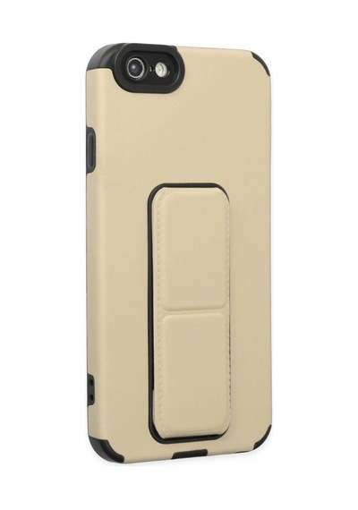 Apple iPhone Uyumlu 6 Kılıf Mega Standlı Silikon -  Gold Çok Renkli