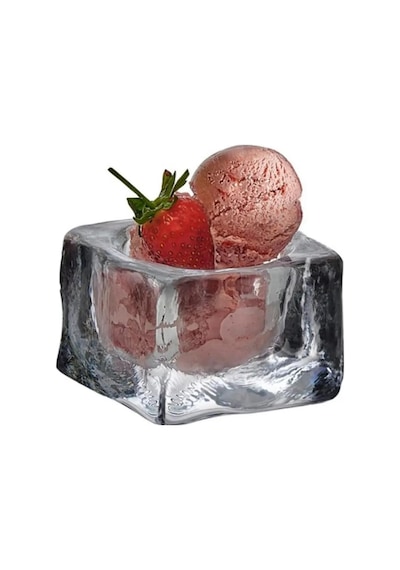 Nude 24323 Ice Cube Kare Dondurmalık Servis Tabağı Kristal, 9 Cm, El İmalatı Çok Renkli