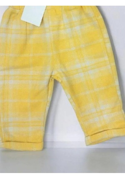 Çikoby Kız Çocuk Bel Lastikli Ekose Pantolon-13669 Sarı
