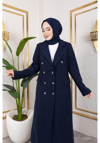 Hb Harma Time Butik Kadın Astarlı Düğmeli Cepli Uzun Lacivert Kaşe Kaban Lacivert Lacivert Hb Harma Time Butik Kadın Astarlı Düğmeli Cepli Uzun Lacivert Kaşe Kaban Lacivert Lacivert