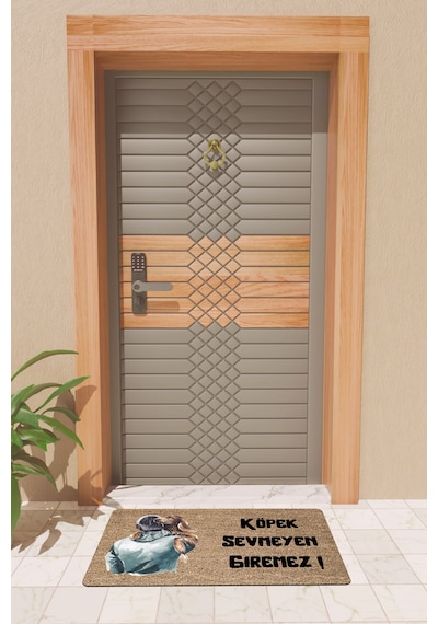 Rugmood Modern Dijtal Baskı Köpek Sevmeyen Giremez2 Kapı Önü Paspası Çok Renkli
