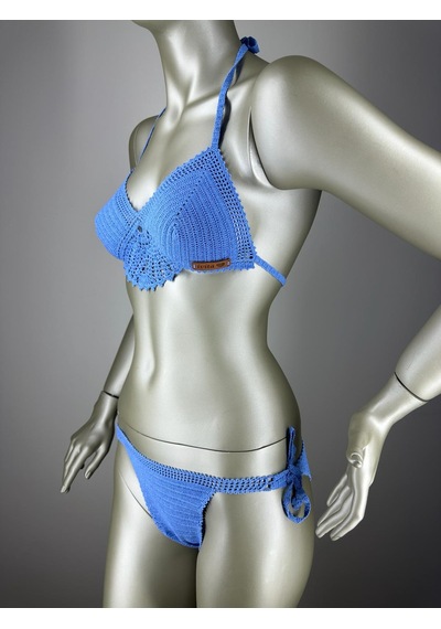 İvita Mavi Dantel Detaylı Çok Tarz El Yapımı Tığ Örgüsü Bikini