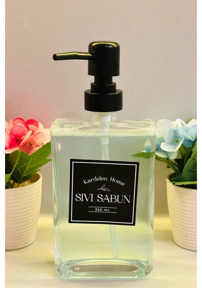 Makri Home 350 Ml+500 Ml+750 Ml Üçlü Modern Ve Şık Tasarım Cam Sıvı Sabunluk Seti Beyaz