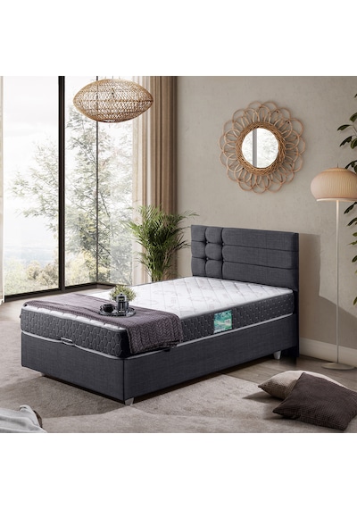 Viyana Tek Kişilik Baza Başlık Comfort Yatak Seti Antrasit 100 x 200