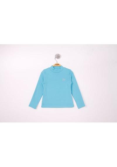 Toontoy Kız Çocuk Regular Fit Dik Yaka Nakış Baskılı Sweatshirt - Ribana Turkuaz