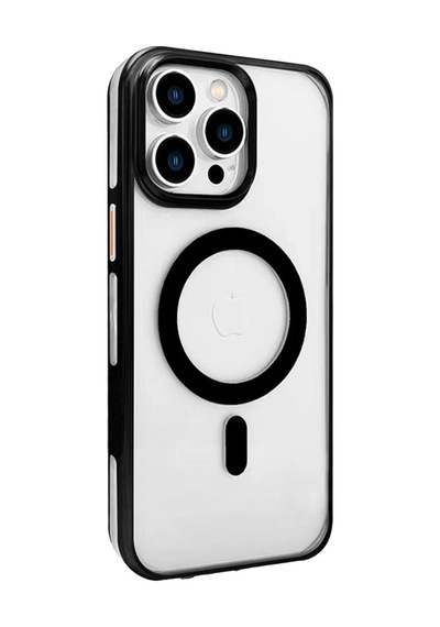 Joko Apple iPhone Uyumlu 15 Pro Max Gleam Pc Sert Magsafe Kılıf - Şeffaf-siyah Siyah - Şeffaf
