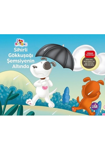 Sihirli Gökkuşağı Şemsiyenin Altında - Hikaye Boyama ve Aktivite Bir Arada- Mor Kelebek
