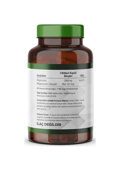 Nutrition Magnesium L-threonate Magnezyum L-treonat 2000 Mg 90 Kapsül Vegan X 2 Adet