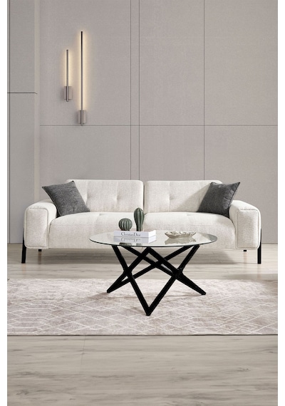 Dolex Kasalı Modern Sırt Mekanizmalı Koltuk Takımı 3 1 Krem Siyah