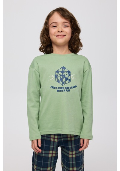 Panço Erkek Çocuk Pijama Takım Yeşil